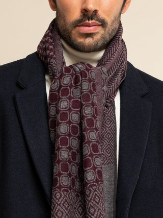 Bruno (grey/red) - Warm and soft Italian scarf from wool blend - Glamourous Grace