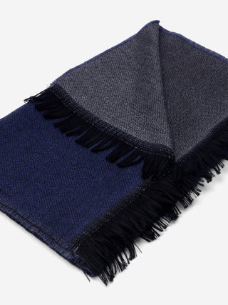 Romeo (blue/grey) - Italian warm and soft scarf made from 100% wool - Glamourous Grace