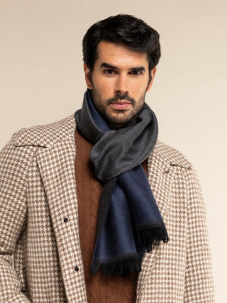 Romeo (blue/grey) - Italian warm and soft scarf made from 100% wool - Glamourous Grace