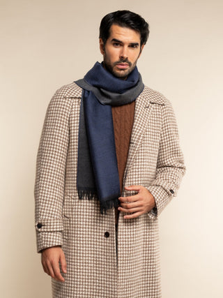Romeo (blue/grey) - Italian warm and soft scarf made from 100% wool - Glamourous Grace