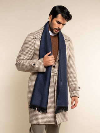 Romeo (blue/grey) - Italian warm and soft scarf made from 100% wool - Glamourous Grace