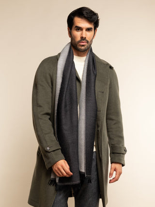 Romeo (blue/grey) - Italian warm and soft scarf made from 100% wool - Glamourous Grace
