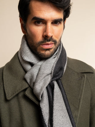 Romeo (blue/grey) - Italian warm and soft scarf made from 100% wool - Glamourous Grace