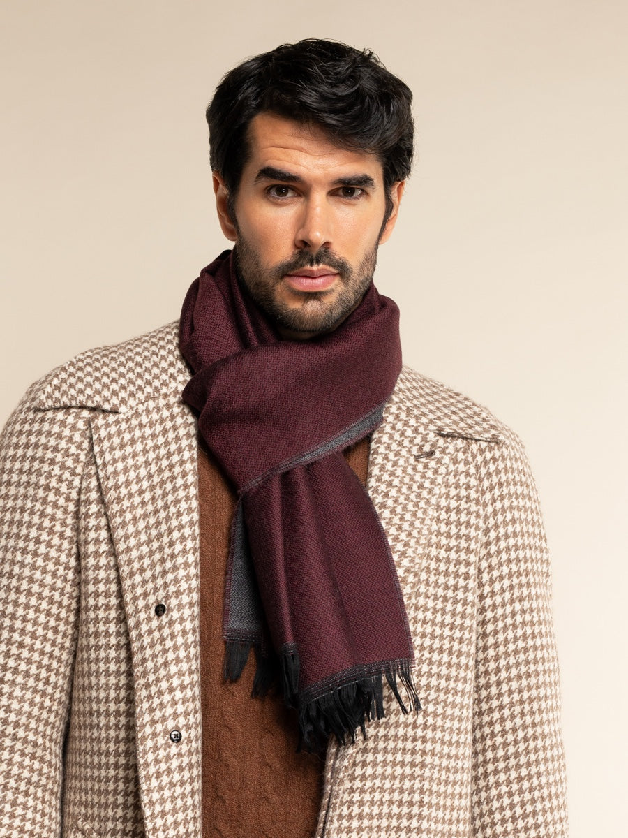 Romeo (red/grey) - Italian warm and soft scarf made from 100% wool - Glamourous Grace