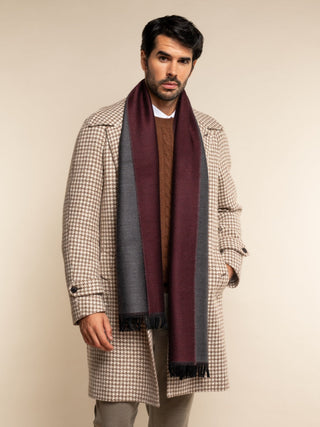 Romeo (red/grey) - Italian warm and soft scarf made from 100% wool - Glamourous Grace