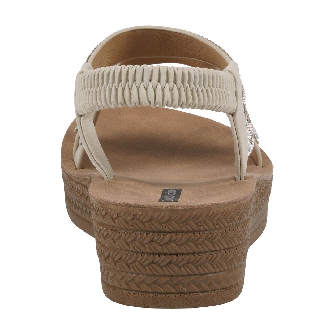 Women's Ruby Bronze Embellished Cross Strap Wedge Sandals - Glamourous Grace