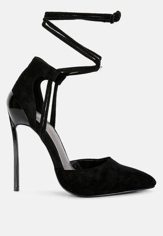 Rule Breaker Lace Up Stiletto Heel Suede Sandals