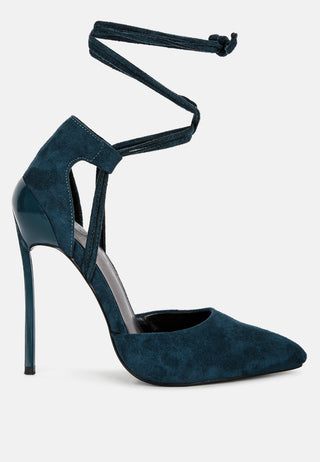 Rule Breaker Lace Up Stiletto Heel Suede Sandals