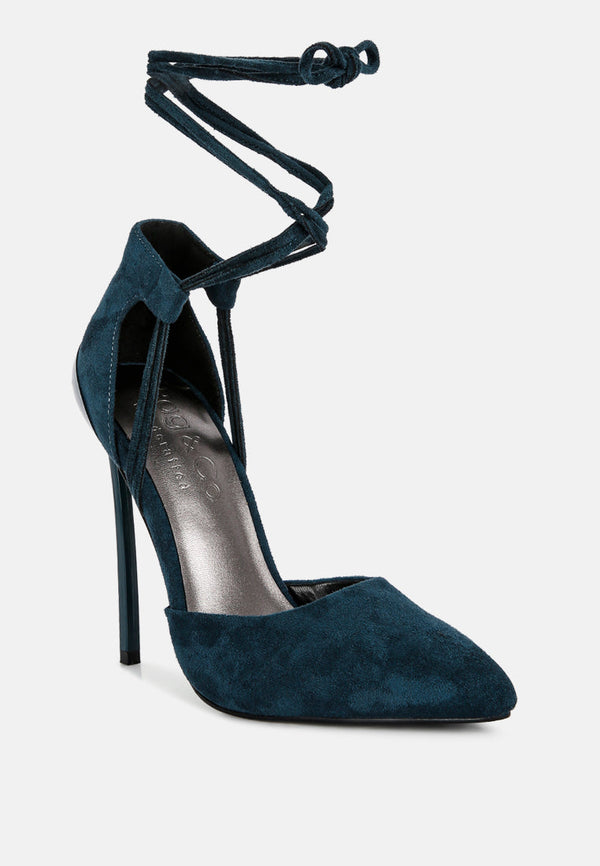 Rule Breaker Lace Up Stiletto Heel Suede Sandals - Glamourous Grace