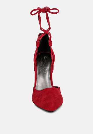 Rule Breaker Lace Up Stiletto Heel Suede Sandals