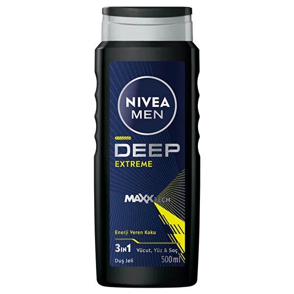 Nivea Men Deep Extreme Shower Gel for Men - Energizing, Dermatologically Tested, 16.91 fl oz - Glamourous Grace