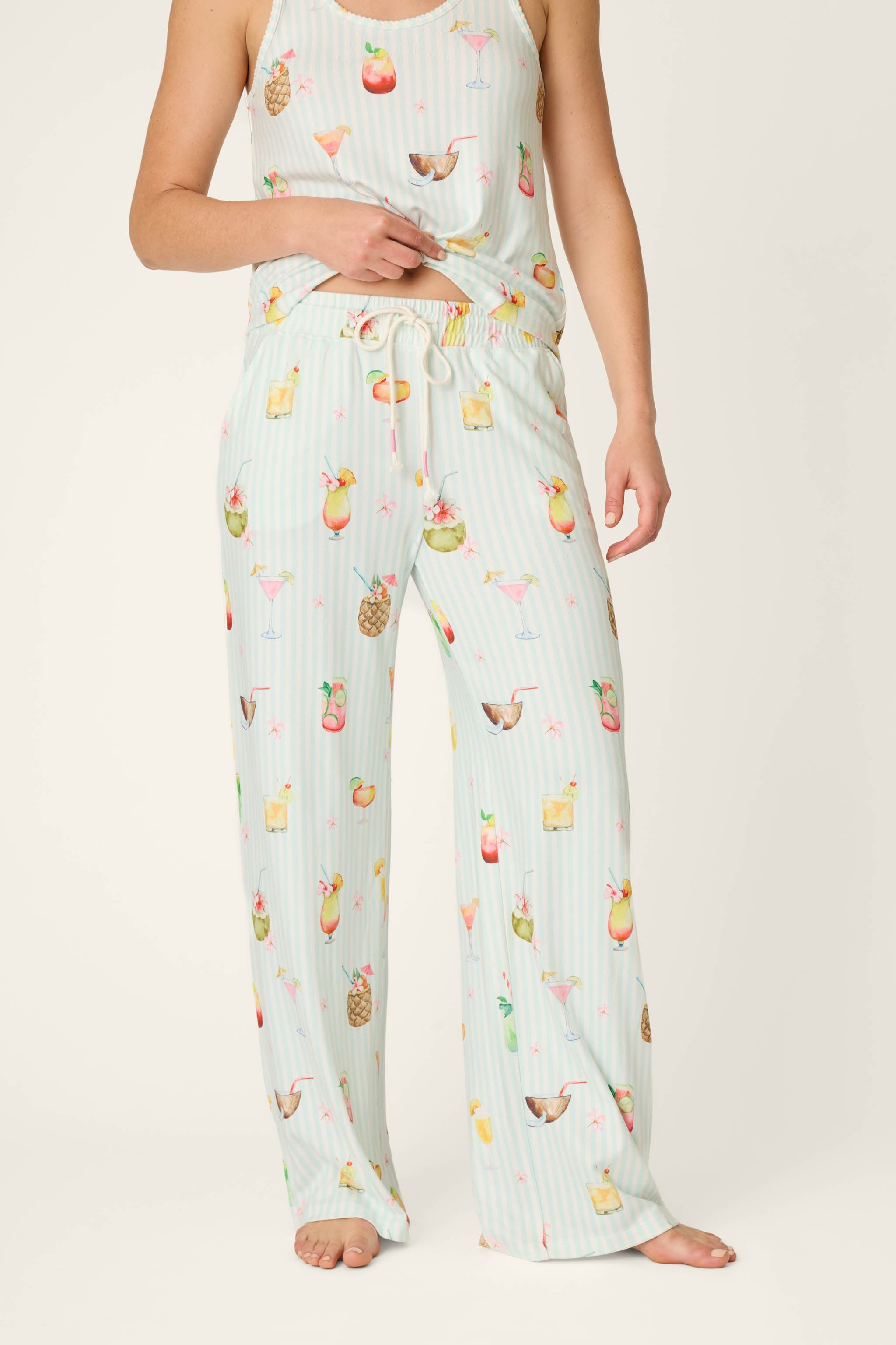 It's Five O'clock Somewhere Cocktail Print Open Leg Pants