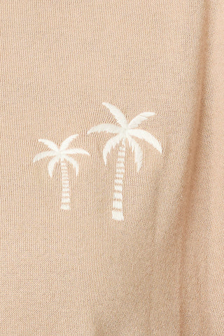 Palms Away Warm Taupe Long Sleeve Top