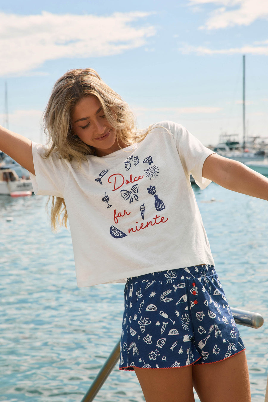 Playful Prints Dolce Far Niente Graphic T-Shirt - Glamourous Grace