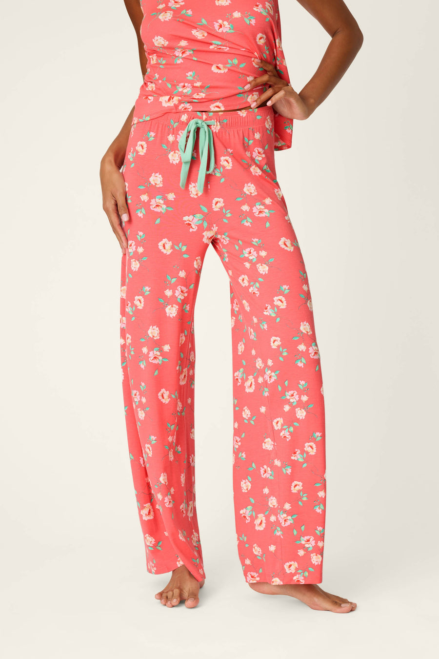 Siesta Dreams Dark Coral Floral Print Pajama Pants - Glamourous Grace