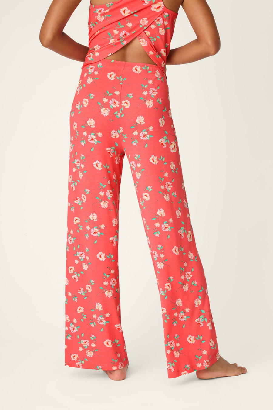 Siesta Dreams Dark Coral Floral Print Pajama Pants - Glamourous Grace