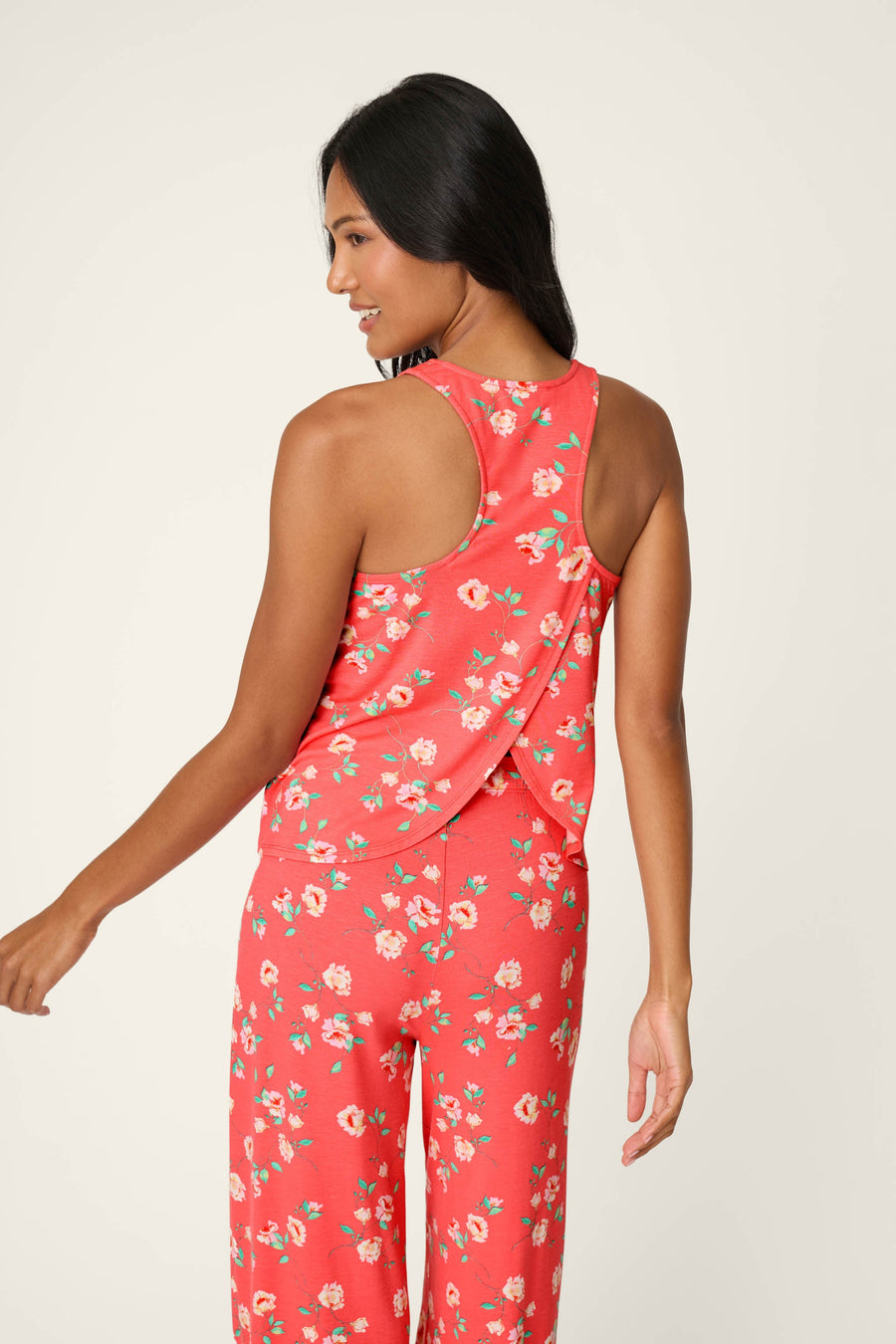 Siesta Dreams Dark Coral Floral Print Tank Top - Glamourous Grace
