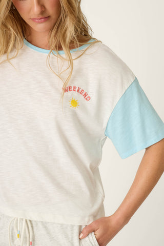 Sunday Funday Embroidered "Weekend" T-Shirt