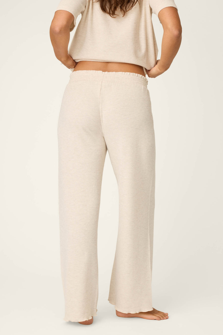 Weekend Waffles Light Oatmeal Cropped Pajama Pants - Glamourous Grace