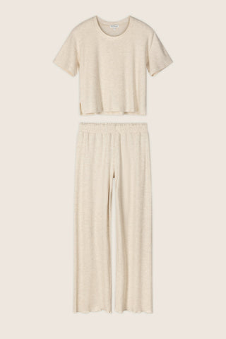Weekend Waffles Light Oatmeal Cropped PJ Set