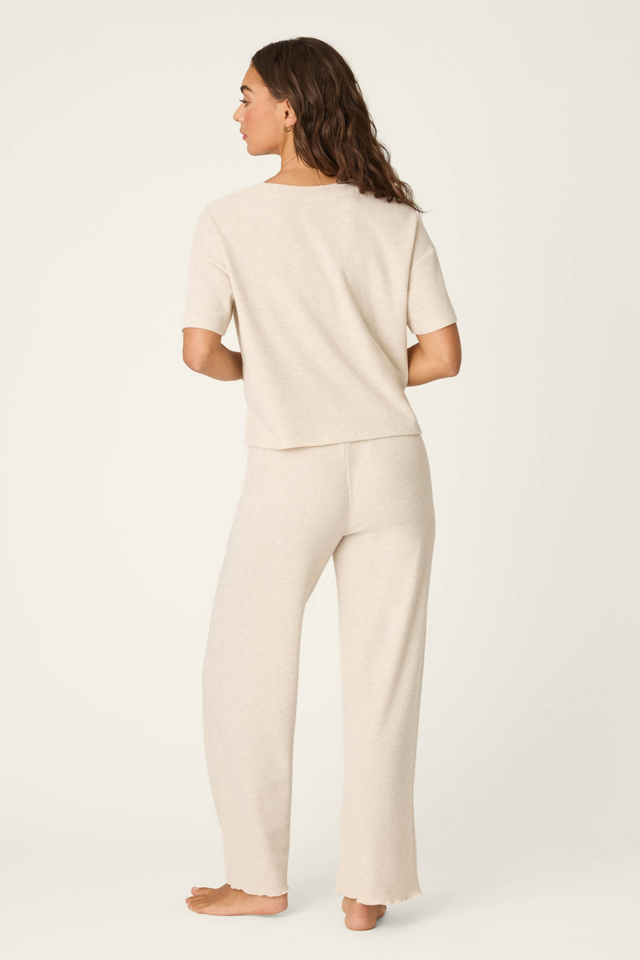 Weekend Waffles Light Oatmeal Cropped PJ Set - Glamourous Grace