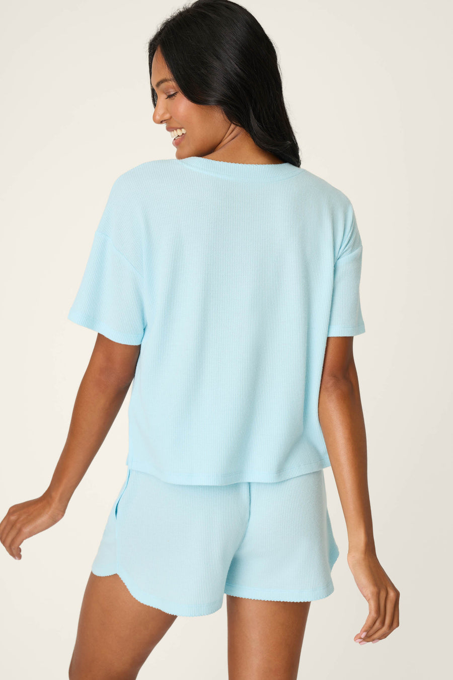 Weekend Waffles Crystal Blue Short Sleeve Top - Glamourous Grace