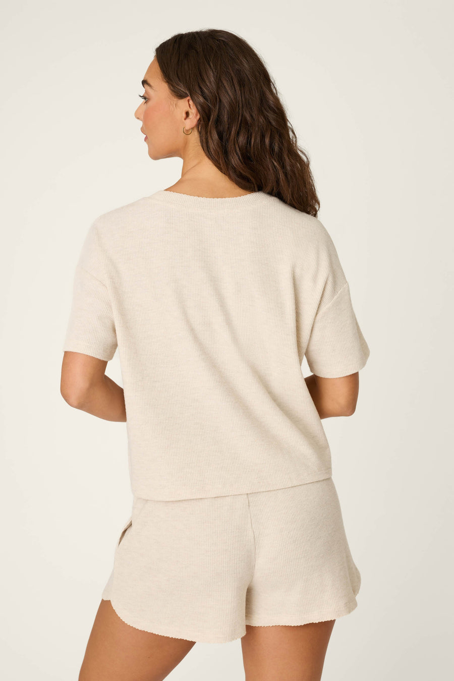 Weekend Waffles Light Oatmeal Short Sleeve Top - Glamourous Grace