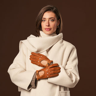 Raffaella (brown) – Luxurious Italian peccary driving gloves - Glamourous Grace