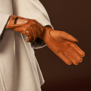 Raffaella (brown) – Luxurious Italian peccary driving gloves - Glamourous Grace