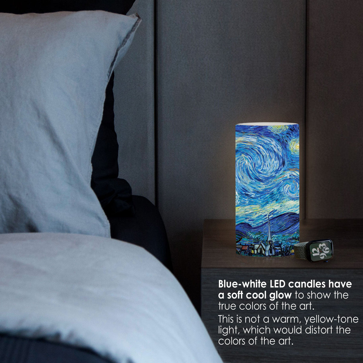 van Gogh Starry Night 6" LED Candle – Battery Operated, Flickering