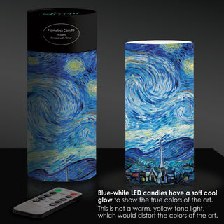 van Gogh Starry Night 6" LED Candle – Battery Operated, Flickering