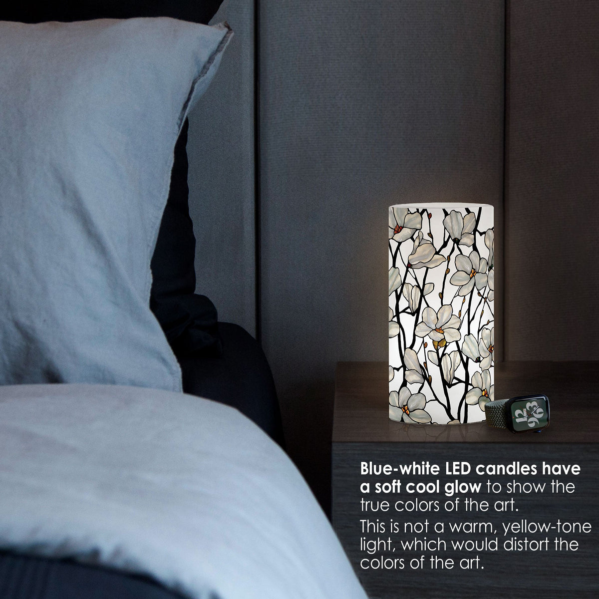 Tiffany Magnolia 6" LED Candle – Battery Operated, Flickering