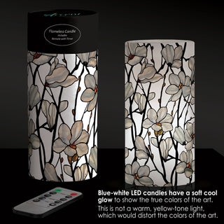 Tiffany Magnolia 6" LED Candle – Battery Operated, Flickering