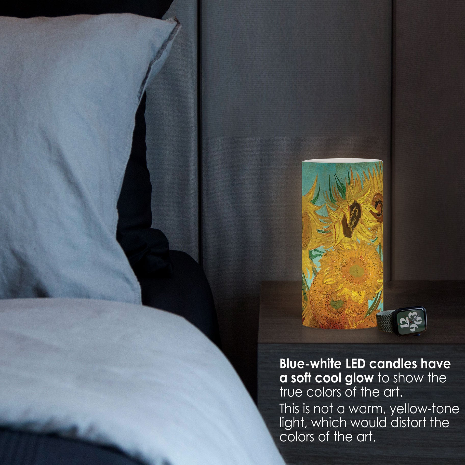 van Gogh Sunflowers 6" LED Candle – Battery Operated, Flickering