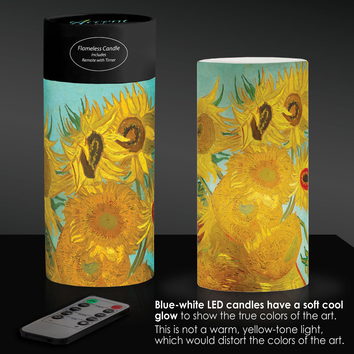 van Gogh Sunflowers 6" LED Candle – Battery Operated, Flickering