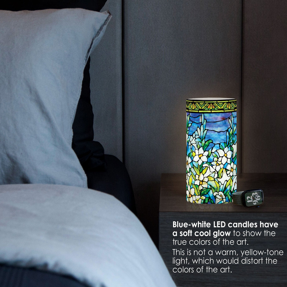 Tiffany Field of Lilies 6"  LED Candle – Battery Operated