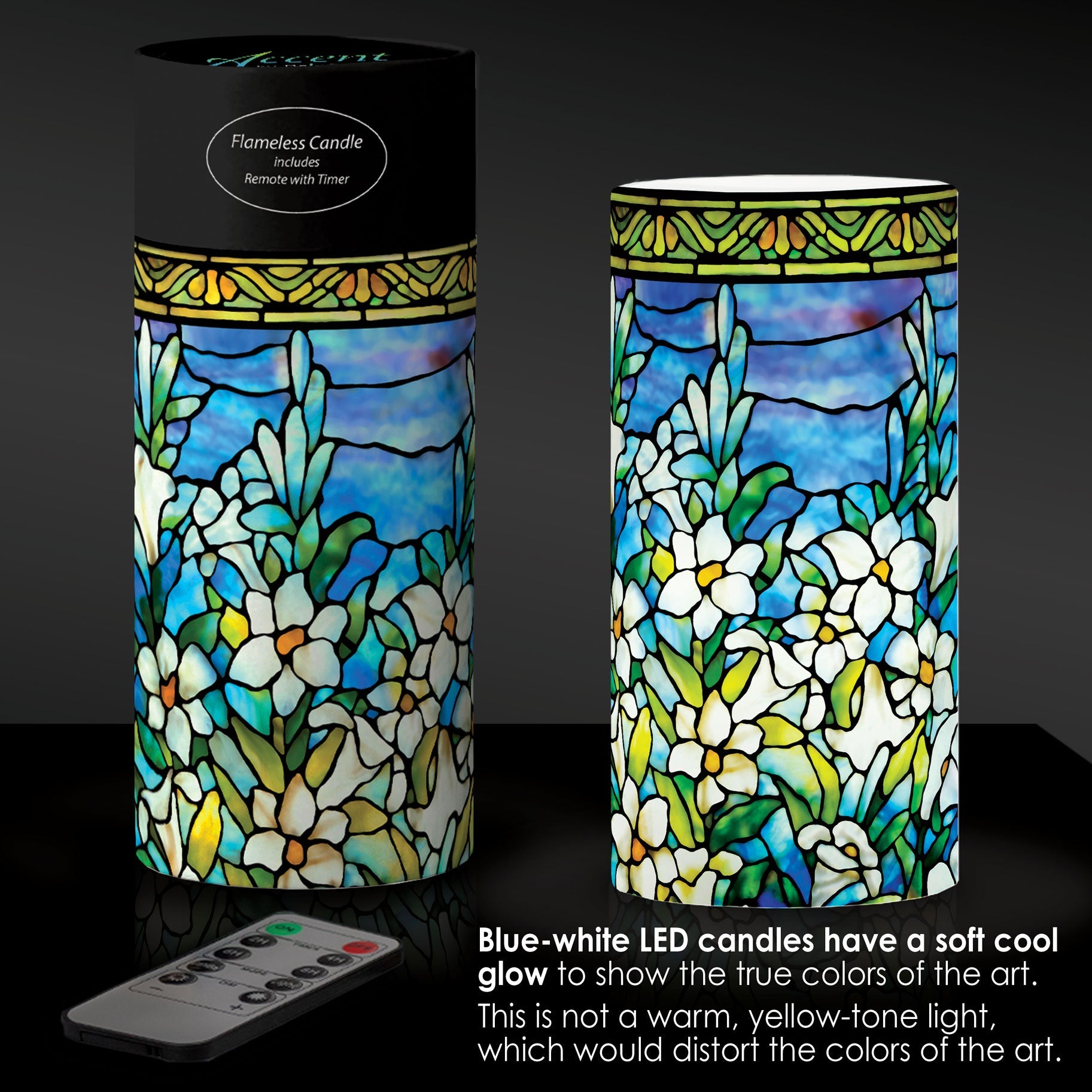 Tiffany Field of Lilies 6"  LED Candle – Battery Operated