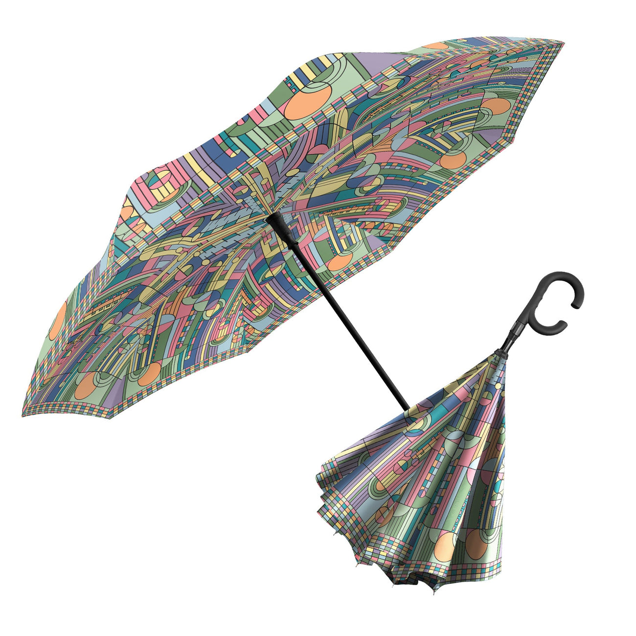 Frank Lloyd Wright Saguaro Forms Reverse Inverted Umbrella – Hands-Free, Windproof Design - Glamourous Grace