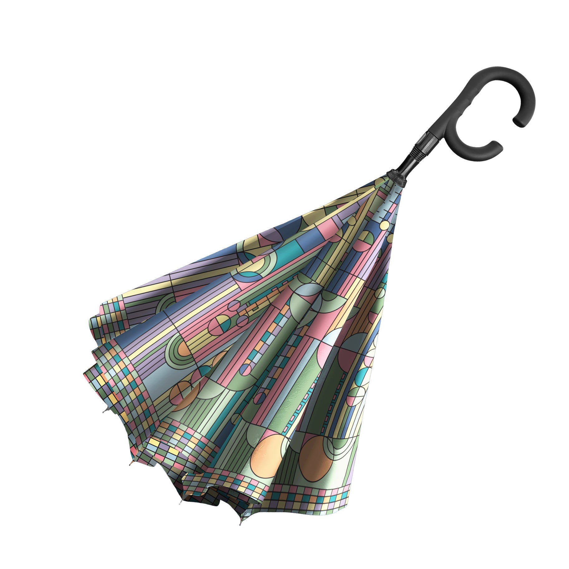 Frank Lloyd Wright Saguaro Forms Reverse Inverted Umbrella – Hands-Free, Windproof Design