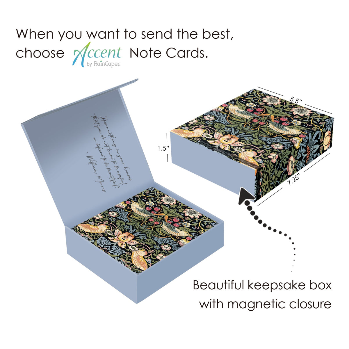 William Morris Favorites - Boxed Blank Note Cards – Set of 16 in a Keepsake Gift Box