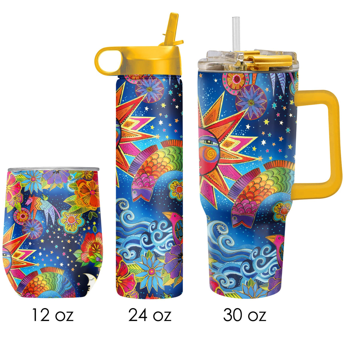 Laurel Burch "Celestial Magic" Insulated Drinkware Set of 3, 1 per size - Glamourous Grace