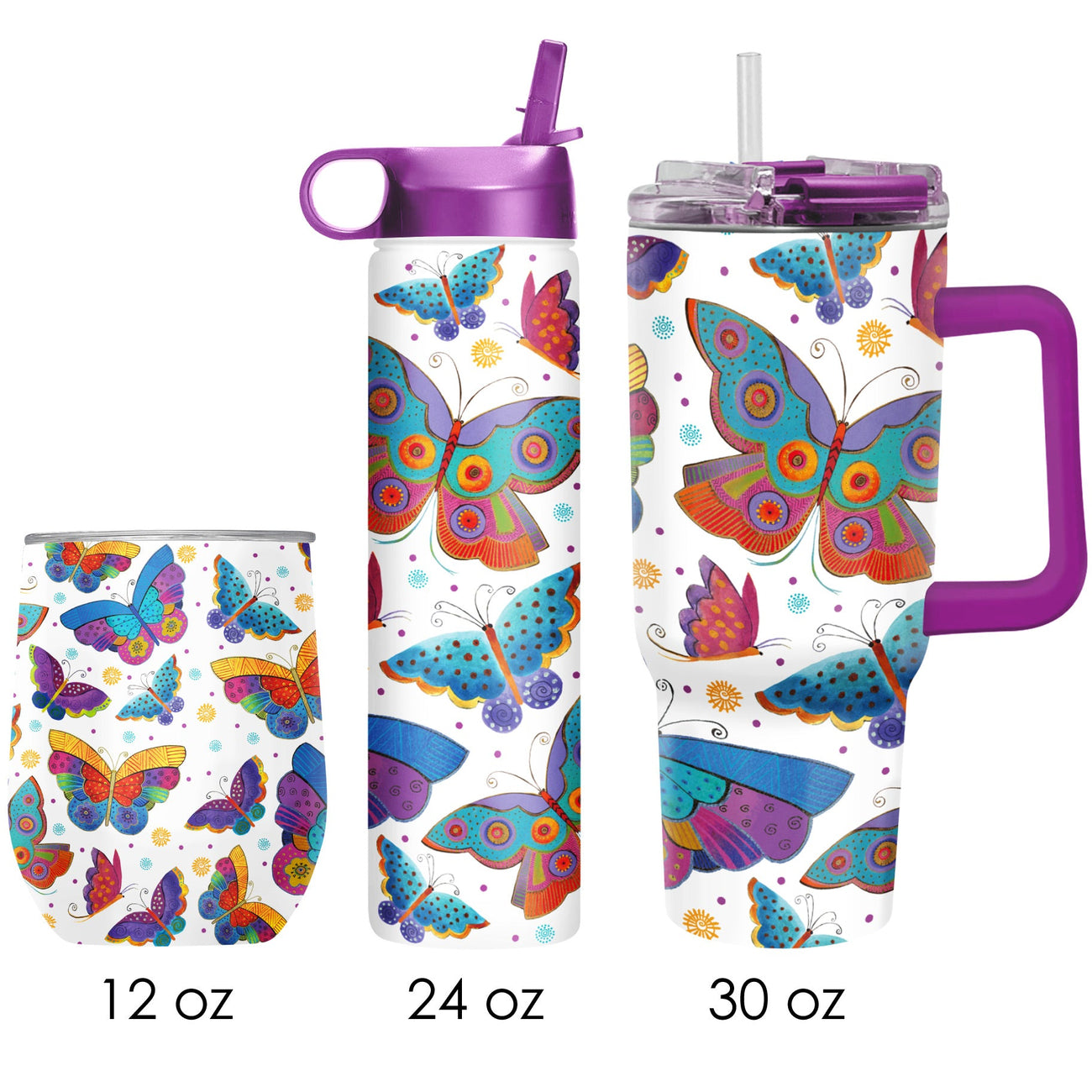 Laurel Burch "Mariposas" Insulated Drinkware Set of 3, 1 per size - Glamourous Grace