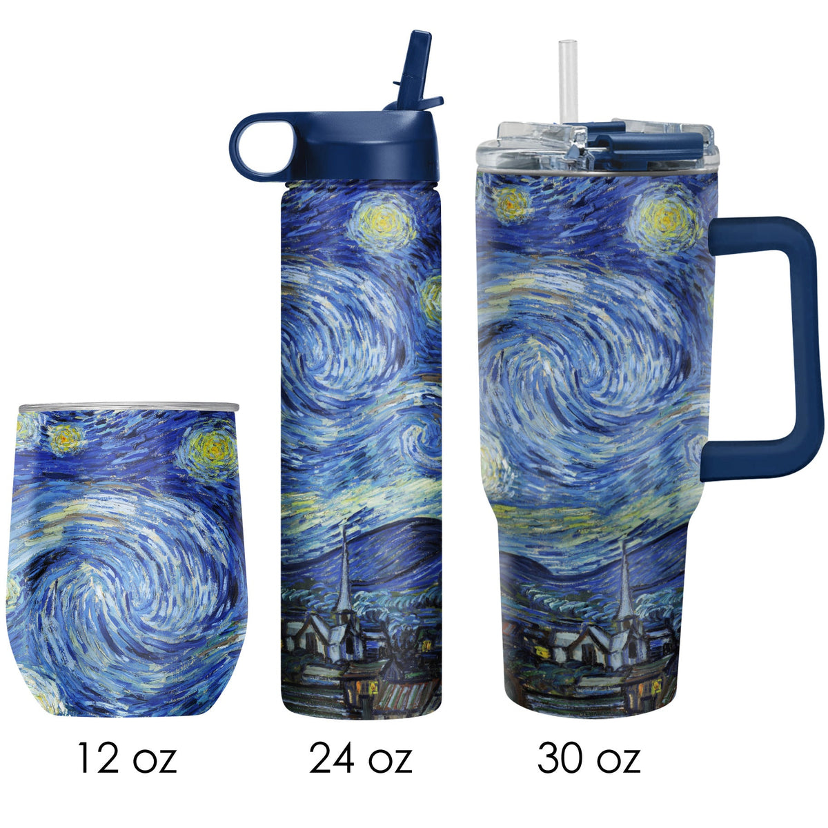 van Gogh "Starry Night" Insulated Drinkware Set of 3, 1 per size - Glamourous Grace