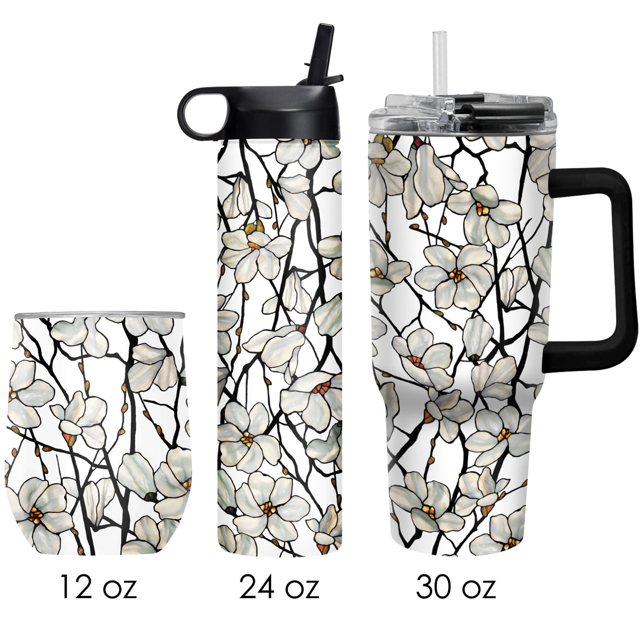 Tiffany "Magnolia" Insulated Drinkware Set of 3, 1 per size - Glamourous Grace