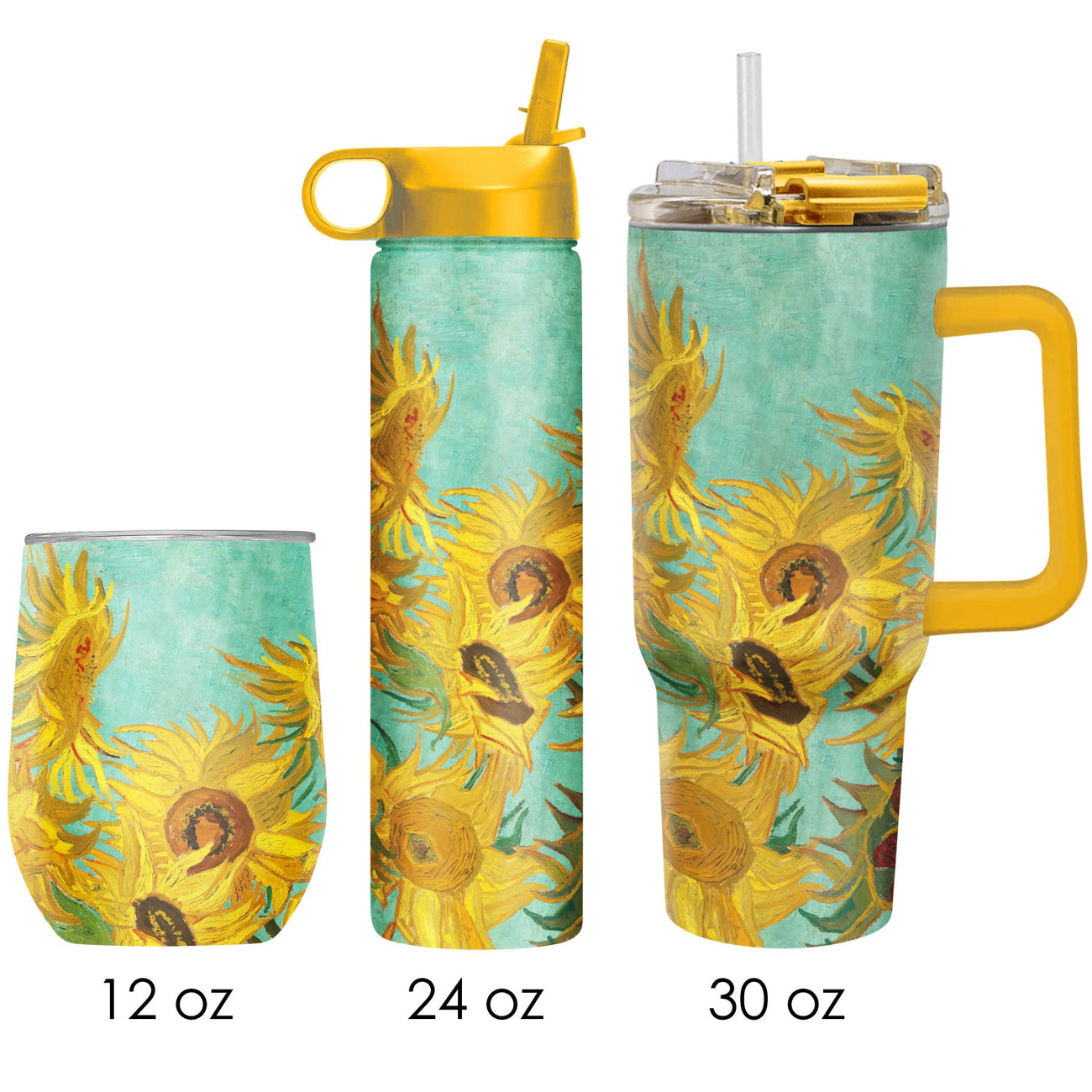 van Gogh "Sunflowers" Insulated Drinkware Set of 3, 1 per size - Glamourous Grace