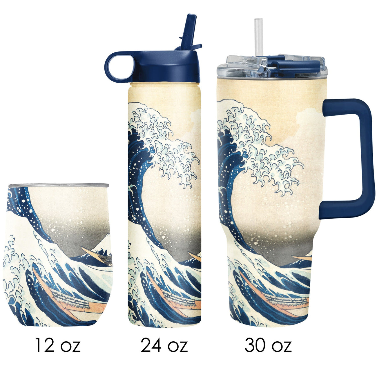 Hokusai "Great Wave" Insulated Drinkware Set of 3, 1 per size - Glamourous Grace