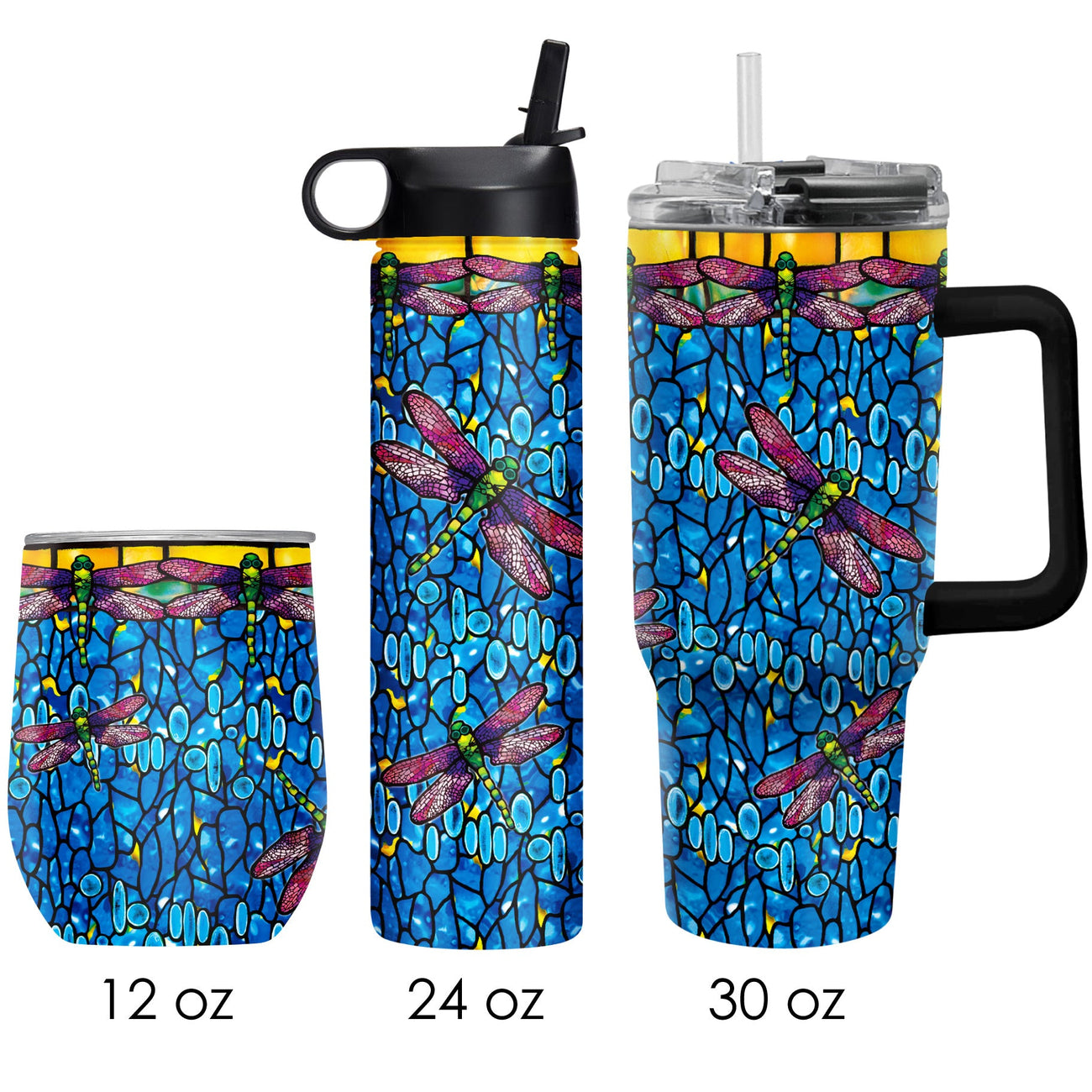 Tiffany Dragonfly - Purple Insulated Drinkware Set of 3, 1 per size - Glamourous Grace