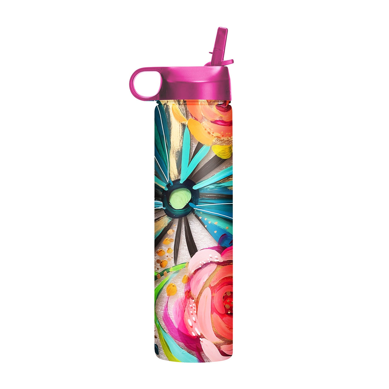 24 oz Water Bottle - EttaVee "Flowers On Glass" - Glamourous Grace