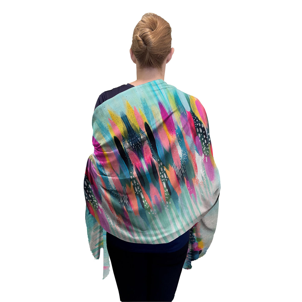 EttaVee's Brush Strokes 103 Silk Blend Shawl – Lightweight Dressy Wrap for Women