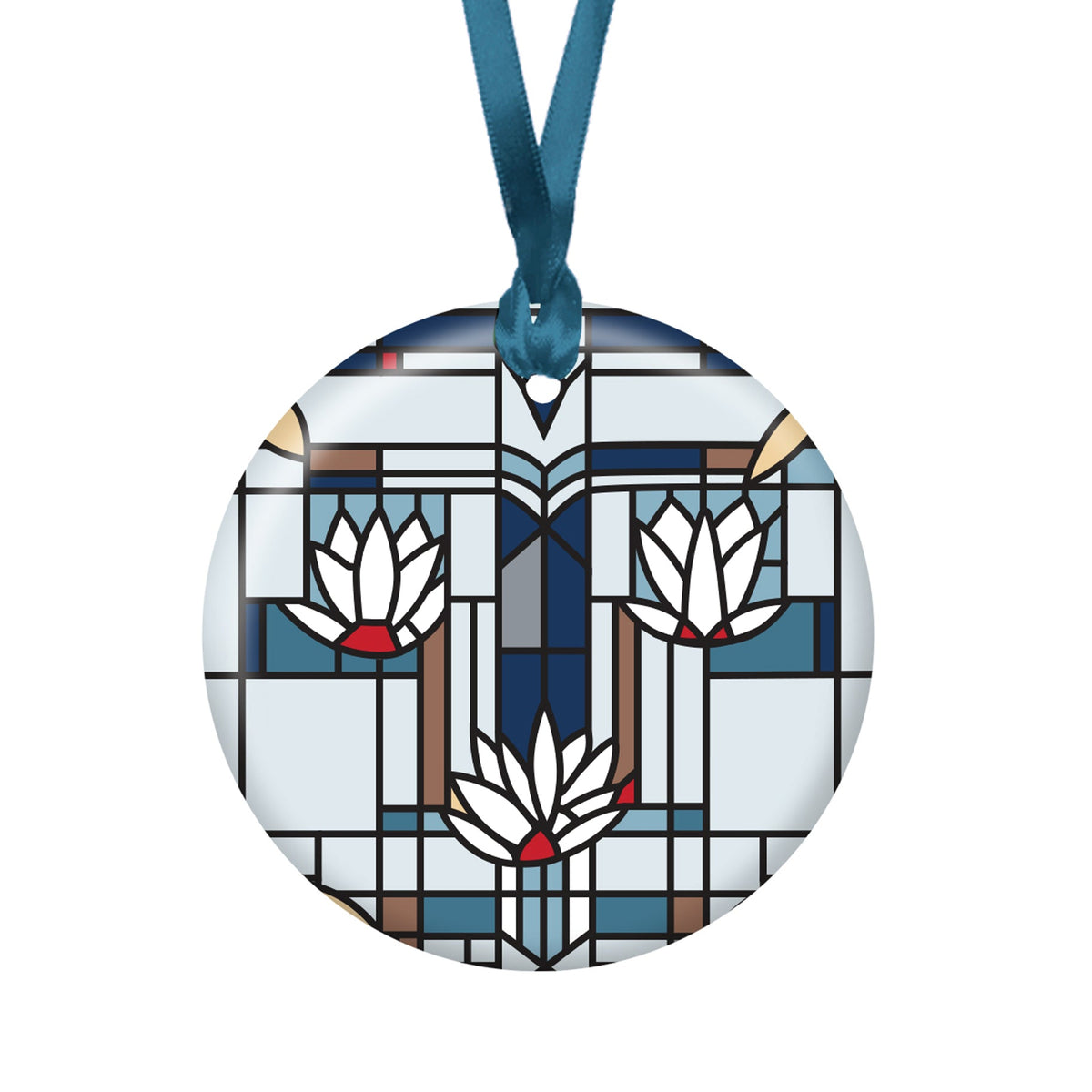 Frank Lloyd Wright Waterlilies Porcelain Keepsake Ornament – Flat Ceramic, Gift-Ready
